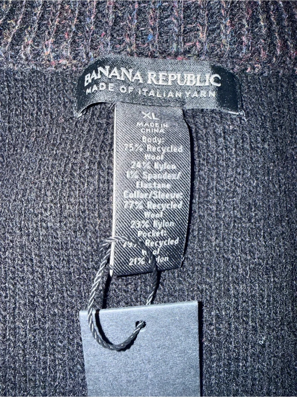 Banana Republic Italian Merino Wool Blend Full Zip Sweater XL NWT